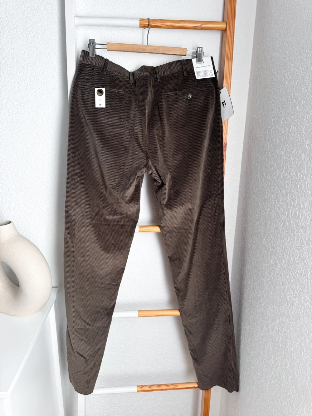 PT Torino Men’s Corduroy Pants Size Brown Slim Tapered NWT Cotton Cashmere